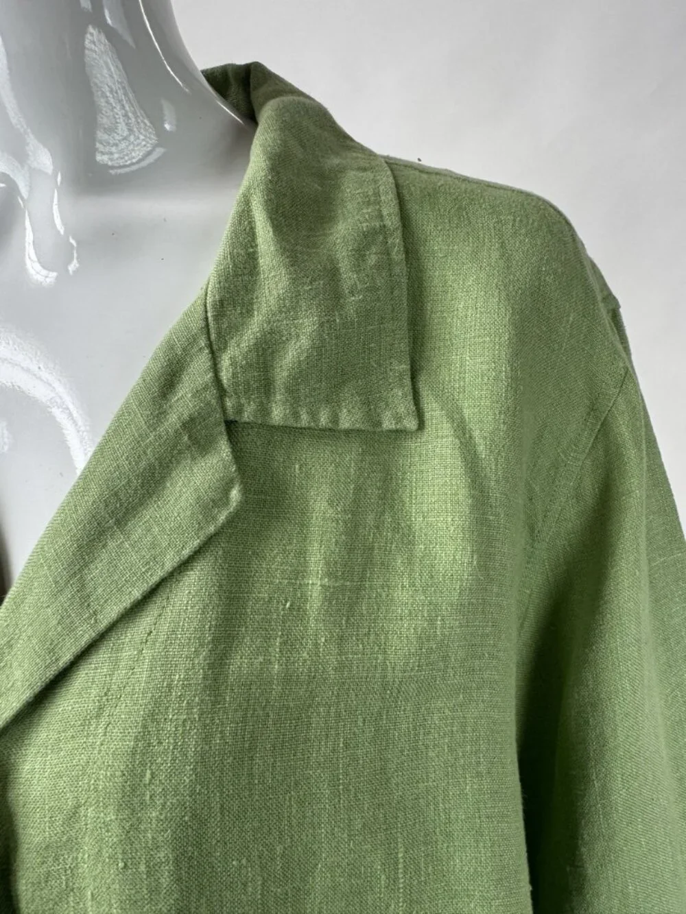 Harvé Benard Womens Plus Size 22W Green 100% Linen Button-Down Shirt Made In Ukr - Picture 15 of 16